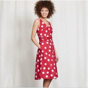 Boden Red and White Polka Dot Linen Cotton Dress